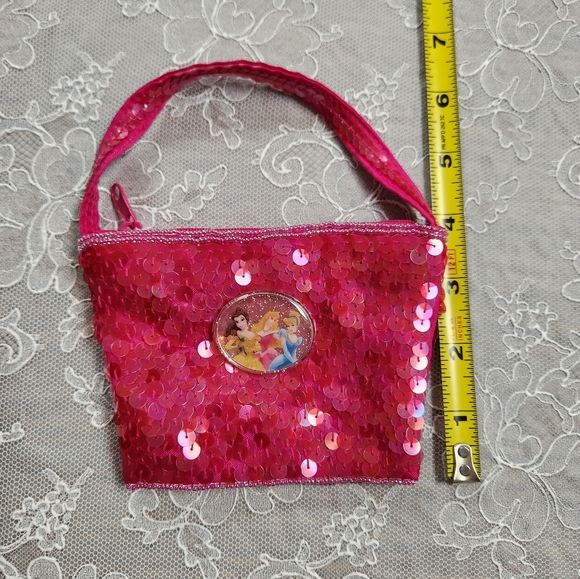 Pink Sequin DISNEY PRINCESS Small Bag Purse Gift Card Holder Coin Purse - Picture 10 of 10